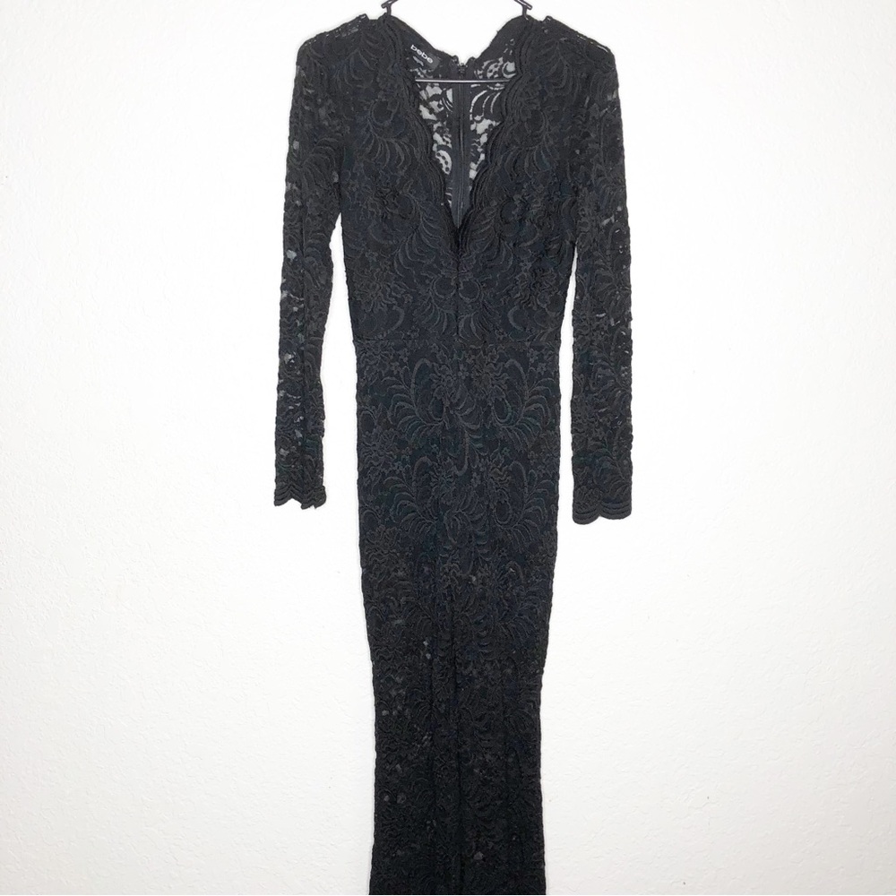 Bebe black lace long sleeve wide leg jumpsuit size 6